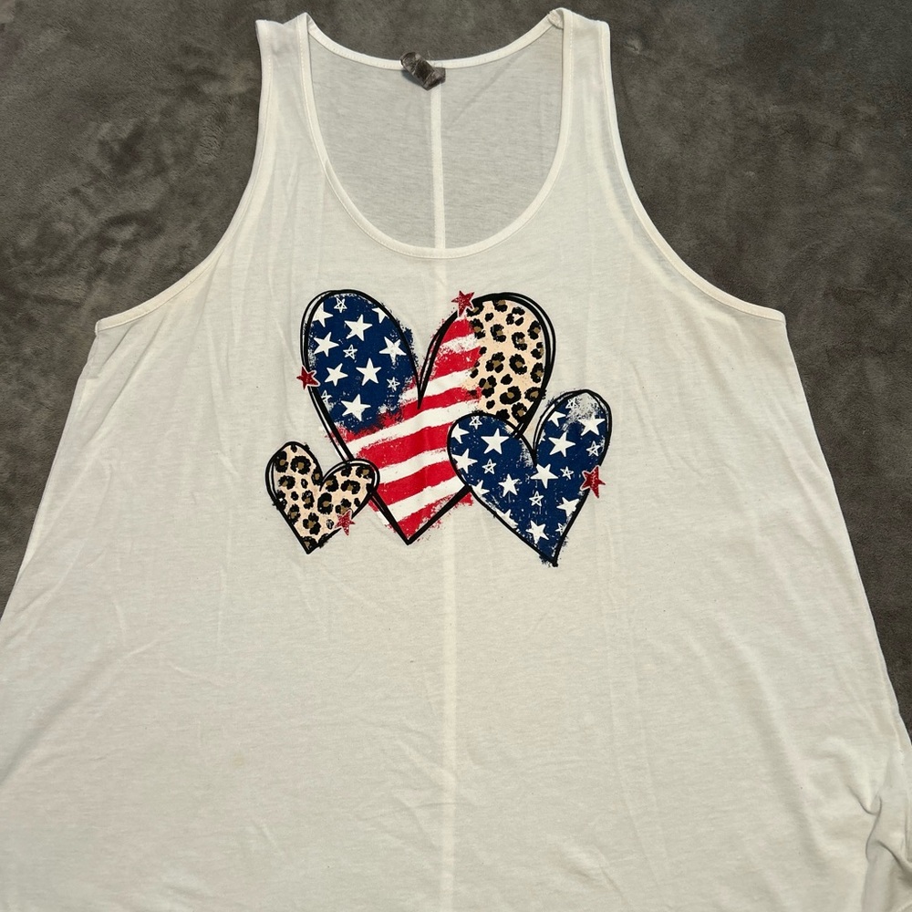 Delta White Tank Size 2X Patriotic Heart Tank
